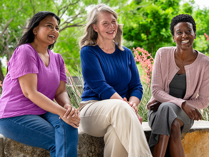 Women chatting outdoors